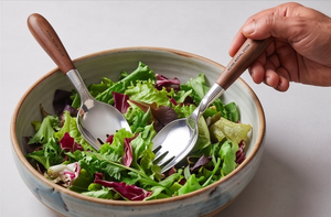 Cuillères à salade rustiques en acier inoxydable avec manches en bois de rose pour ustensiles de cuisine, vaisselle, hôtels et restaurants, article de luxe - Product Image 6