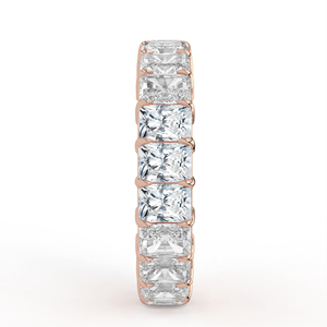 Anillo de Oro Blanco Macizo con Diamante Cultivado en Laboratorio, Corte Radiante, Montura de Garras Compartidas, Banda de Eternidad Completa Sin Rupturas, Joyería Fina - Product Image 6