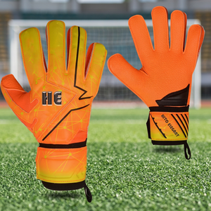 Gants de gardien de but de football en latex allemand orange de qualité supérieure, design personnalisé, avec 4 mm de latex allemand sur la face avant et coupe négaative. - Product Image 2