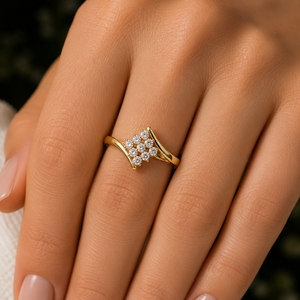 Anillo Minimalista de Oro Puro de 14K con Diamantes Cultivados en Laboratorio de Corte Redondo, Anillo de Compromiso y Boda para Mujer - Product Image 2