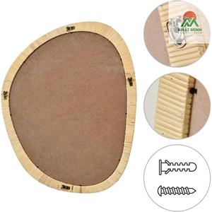 Espejo de Ratán, 31.5x25.2 Pulgadas, Espejo de Pared Asimétrico de Ratán Estilo Boho para Baño, Sala de Estar - Product Image 2