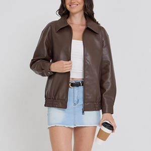 Chaqueta de cuero para mujer con forro que absorbe la humedad, para uso en exteriores, abrigo de cuero genuino, interior transpirable, cómodo de usar. - Product Image 3
