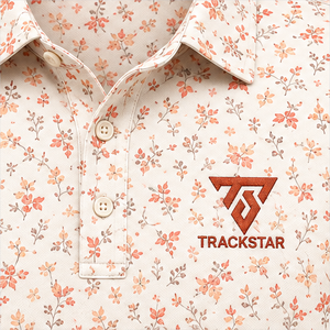 Trackstar Men's <b>Cream</b> Coral Floral Print Polo <b>Shirt</b> Short Sleeve Button Collar Casual Golf <b>Shirt</b> Custom Logo - Product Image 3