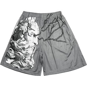 Shorts en coton pour homme coupe décontractée, motif graphique rétro, style estival, personnalisables pour le quotidien et le skateboard, taille mi-haute en coton - Product Image 1