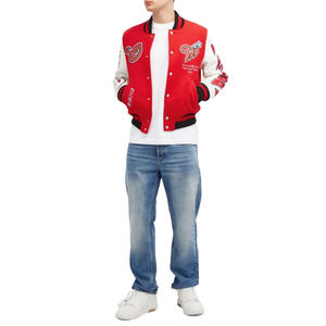 Chaqueta Varsity Negra Unisex, Tejido de Lana, Cuerpo de Poliéster/Algodón, Cierre de Botones Cubiertos, Cuello Alto, Corte Regular, Invierno - Product Image 4