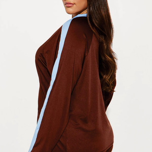 Custom Women Long Sleeve V Neck Sports Jersey <b>Top</b> Breathable Polyester Teamwear Training Custom Brown American Football jersey - Product Image 5