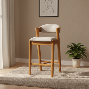 Kia Bar Chair Solid Wood <b>Frame</b> Eco-Friendly Durable Modern Contemporary Minimalist Style Custom Design Fixed Armrest Indoor Bar - Product Image 5