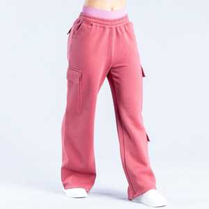 Custom Logo Women Cargo Wide Leg Sweatpants Heavyweight Fleece Loose Fit Baggy Joggers Streetwear Multi-Pocket Tracksuit Pants - Product Image 3