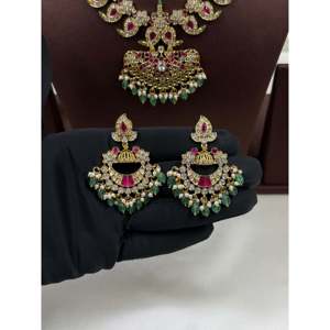 <b>Indian</b> Ethnic Komal Victorian Premium Gold Plated Bridal <b>Necklace</b> <b>Set</b> - Product Image 3