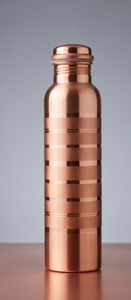 Bouteille artisanale en cuivre pur rayée, étanche, écologique, réutilisable, récipient à eau ayurvédique - Product Image 4