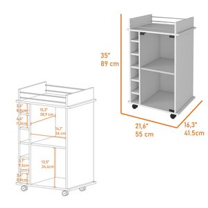Mueble Bar de Dos Niveles Vegas con Puerta de Vidrio y Seis Compartimentos para Licores, Carrito de Bar Premium - Product Image 3
