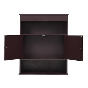 Mobiletto da Bagno a Due Ante in Legno Massello, Armadietto a Muro con Organizer per Medicinali, Vanità da Bagno - Product Image 5