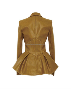 แจ็คเก็ตผู้หญิงสไตล์วินเทจลำลองน้ำหนักเบา ซับในโพลีเอสเตอร์ คอวีหนา ซิปแบบมอเตอร์ไซค์ แจ็คเก็ตหนังแท้พร้อมซิป - Product Image 2