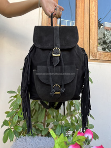 Sac à dos en daim fait à la main à franges, sacs d'école unisexes, sacs multi-usages, vente en gros, produit en vrac - Product Image 2