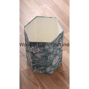 Indian Handmade Rajasthan hexagonal Rolling Cover Type Open Top Geometric <b>Pattern</b> Wood Eco Friendly Decorative dust Bin - Product Image 4