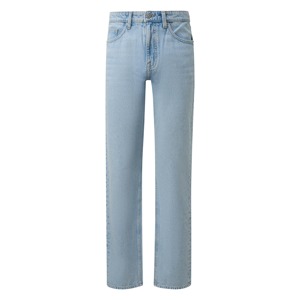 Jean en denim taille haute coupe droite délavé clair, en coton, style décontracté printemps, coupe régulière, tissu tissé mi-lourd - Product Image 1