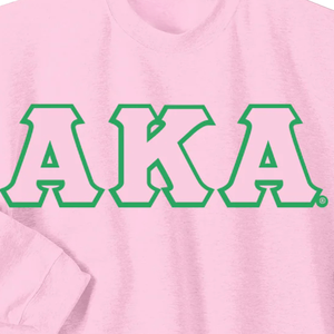 Sudadera Rosa con Cuello Redondo y 3 Letras Griegas AKA, Sudadera Informal de Manga Larga con Bordado AKA para Mujer - Product Image 2