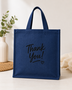Eco Friendly Solid Blue Jute Tote <b>Bag</b> Double Handles Custom Logo Reusable Shopping <b>Bag</b> Promotional <b>Gift</b> for Wedding Party - Product Image 2