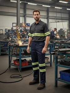 Chemises de travail à manches longues à boutons, haute visibilité, réfléchissantes, pour la construction - Product Image 4