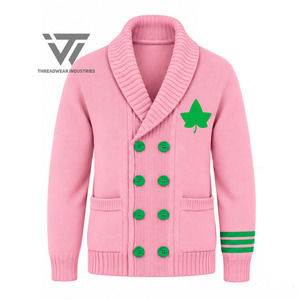 Alfa Griega Sólida Personalizada |   Kapa |   Ropa de la Hermandad Alpha, Cárdigan de Mujer con Cuello Chal, Bordado y Tejido de Punto, con Doble Abotonadura - Product Image 1