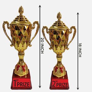 Trofeo Metálico Rojo y Dorado de Primera y Segunda Plaza, Ideal para Eventos como Trofeos de Cricket, Premios Deportivos, Academias, Escuelas - Product Image 4