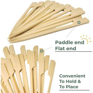Spiedini in bambù da 10 pollici per grigliare, barbecue, shish kebab e frutta - Spiedini piatti in legno per cucina, dimensioni opzionali, 3 accessori per barbecue - Product Image 2