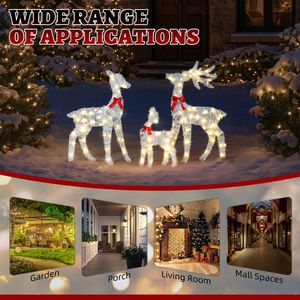 Juego de 3 Renos de Espumillón Iluminados, Resistentes a la Intemperie, Decoraciones Navideñas para Exteriores - Product Image 5