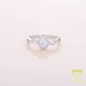 แหวนหมั้นทรงกลมหรูหรา เครื่องประดับชุบทองคำขาวสำหรับผู้หญิง - Product Image 3