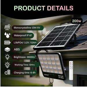 Lámpara Solar para Exteriores Homehop, 200W LED, Resistente al Agua, Automática, de Seguridad, para Jardín, Camino, Patio - Product Image 5