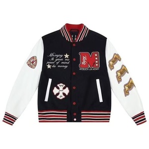 Blouson universitaire personnalisé pour homme, style streetwear hiver, broderie premium, OEM/ODM, 100% laine peignée sur le devant - Product Image 2