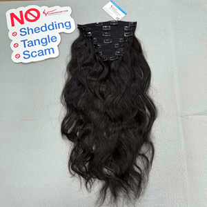 High Quality Natural Color Customize Length Clip In Wavy Hair No Shedding Pieces Shipping <b>Now</b> - Product Image 5