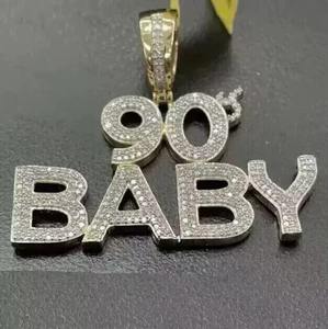 Pendentif personnalisé en or jaune 14 carats plaqué, 3 pièces, avec moissanite véritable taillée, bijou délicat en argent sterling, breloque diamant pour les fêtes - Product Image 4