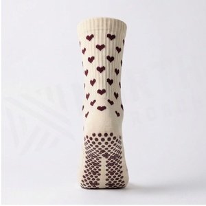 NORTH APPROACH Crew <b>Socks</b> Heart Pattern Cream Cotton Breathable Adults Spring Casual <b>Socks</b> - Product Image 2