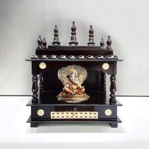Mandir de Madera Artesanal para el Hogar, Pooja Ghar, Madera de Teca con Acabado Negro, Estilo Tradicional, Personalizado, Envío Marítimo, Venta en Línea en Australia - Product Image 1