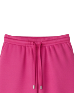 กางเกงวอร์มขายาวสีชมพูสดใสสำหรับผู้หญิง เอวยางยืด มีเชือกผูก เอวสม็อค กางเกงลำลองทรงหลวม รับผลิตตามแบบ OEM ขายส่งจำนวนมากจากโรงงาน - Product Image 4