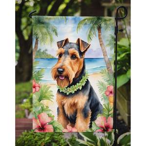 Welsh Terrier Luau Garden Flag Illustration multicolore pour patio et cour Boîte aux lettres décorative et bannière de jardin pour parterres de fleurs Taille de jardin - Product Image 3