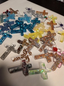 Croix carrée en résine ILAHI avec motif artistique, bords lisses, couleurs vives, décoration d'intérieur - Product Image 4
