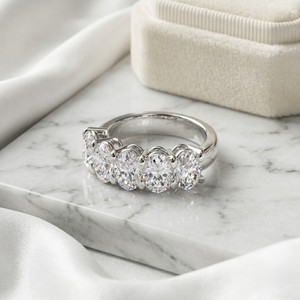 3.75CTW Oval Cut Prong Set Five-<b>Stone</b> Band Ring - Product Image 2