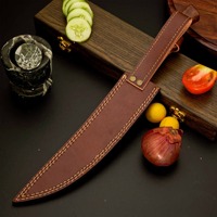 Handgemaakte Viking Kunst FH-175 DIY OEM Fileermes Damascus Staal Lemmet Rechte Rug Platte Rand Rozenhout Handvat 13 inch 3mm