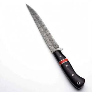 Cuchillo de filetear hecho a mano de acero de Damasco con mango de madera de ébano negro, herramienta culinaria - Product Image 1