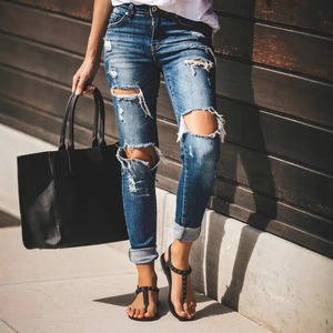 Quality Fitted <b>Jeans</b> Series Autumn Winter Hole <b>Elastic</b> Slim Fit Pants Cotton Denim Long Trousers Street Style Comfort Casual - Product Image 3