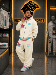 Survêtement d'hiver respirant imprimé pour homme, à capuche, manches longues, fermeture éclair, grande taille, coupe décontractée, avec appliqué et patchwork sur le devant - Product Image 2