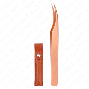 Juego de Pinzas para Pestañas de Oro Rosa Premium de Zullo Industries con Estuche de Cuero PU para Extensiones y Estilizado de Pestañas con Precisión - Product Image 3