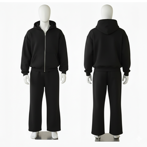Ensemble sweat-shirt et pantalon de survêtement en molleton de coton uni pour homme, survêtement personnalisé de haute qualité, vêtements d'hiver - Product Image 3