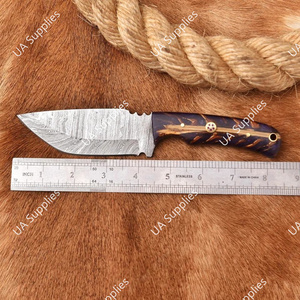 Cuchillo de Caza y Camping de Acero de Damasco Forjado a Mano, Hoja Fija, Punta Caída, Mango de Piña, Afilado Extremo, Venta Caliente - Product Image 4