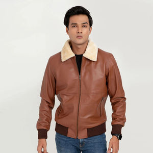 Chaqueta de Cuero para Hombre con Logotipo Personalizado en el Frente, Transpirable, de Color Sólido, Estilo Urbano de Invierno, Alta Calidad - Product Image 4
