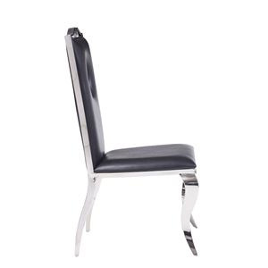 Set di 2 Sedie da Pranzo Nere e in Acciaio Inossidabile con Schienale Traforato, Eleganti Sedute Laterali - Product Image 4