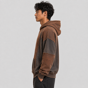 เสื้อฮู้ดดี้ผู้ชายแบบใหม่ สไตล์ดิสเทรส พร้อมปักโลโก้ได้ เนื้อผ้าฝ้ายฟลีซนุ่ม อุ่น ระบายอากาศดี สวมใส่สบายๆ แบบลำลอง - Product Image 2