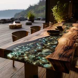 Wholesale Customized Round Epoxy <b>Resin</b> Center Wooden <b>Table</b> <b>Top</b> Dining <b>Table</b> / Coffee <b>Table</b> Wooden Epoxy <b>Resin</b> <b>Top</b> - Product Image 6