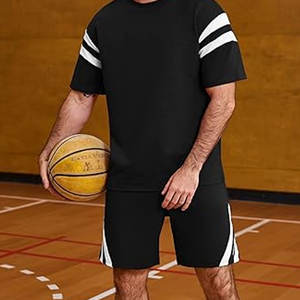 Conjuntos Cortos para Hombre, Conjuntos de 2 Piezas, Traje Deportivo de Verano, Camisetas y Pantalones a Rayas, Conjunto Deportivo de Manga Corta, Informal y Ligero - Product Image 6